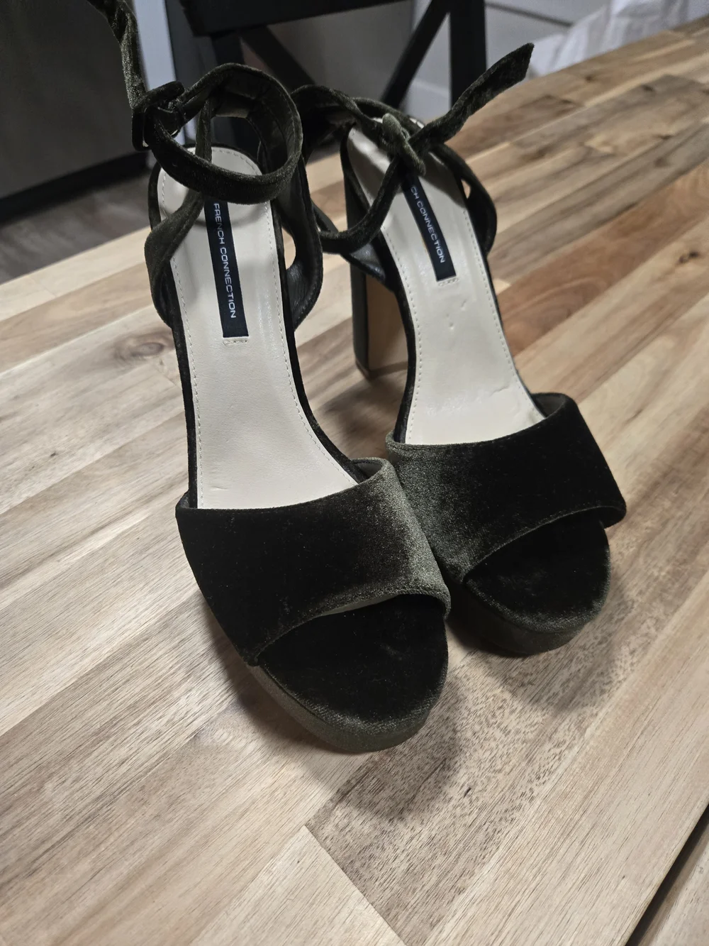 French Connection  Velvet Platform Block Heel Sandals